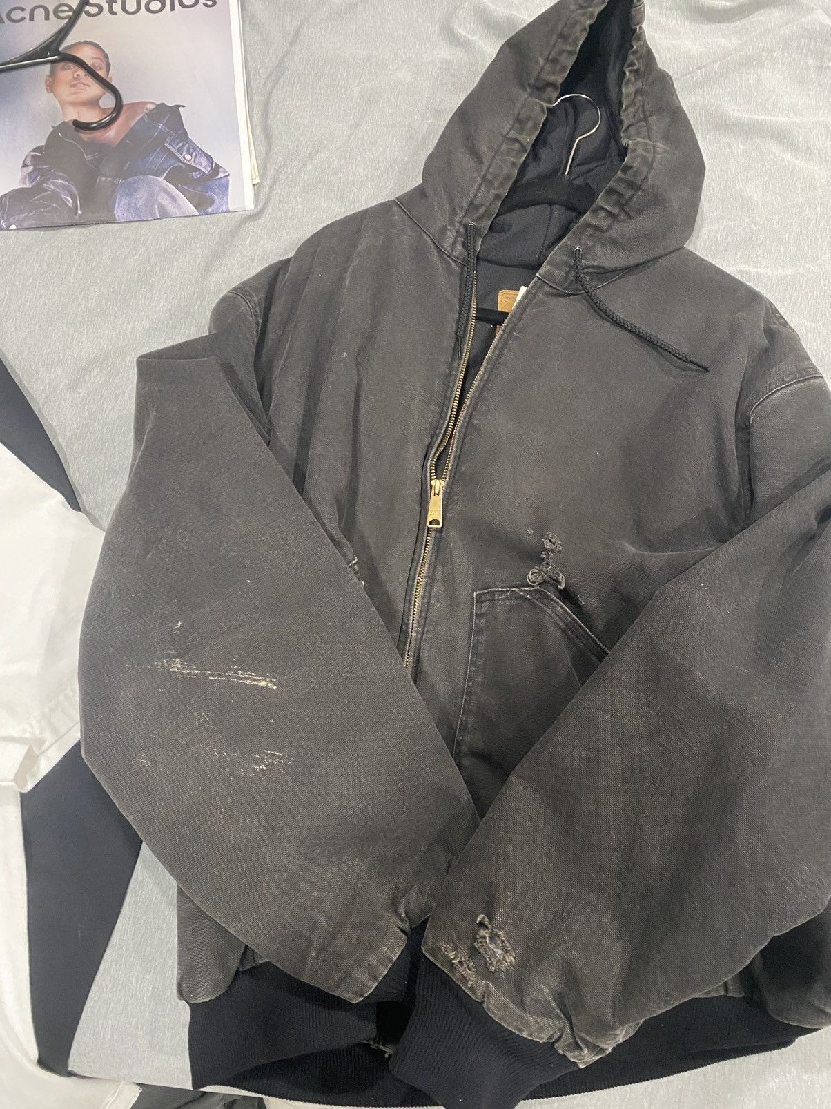Vintage Vintage Faded Black Cotton Jacket made in Mex Size US L / EU 52-54 / 3 - 1 Thumbnail