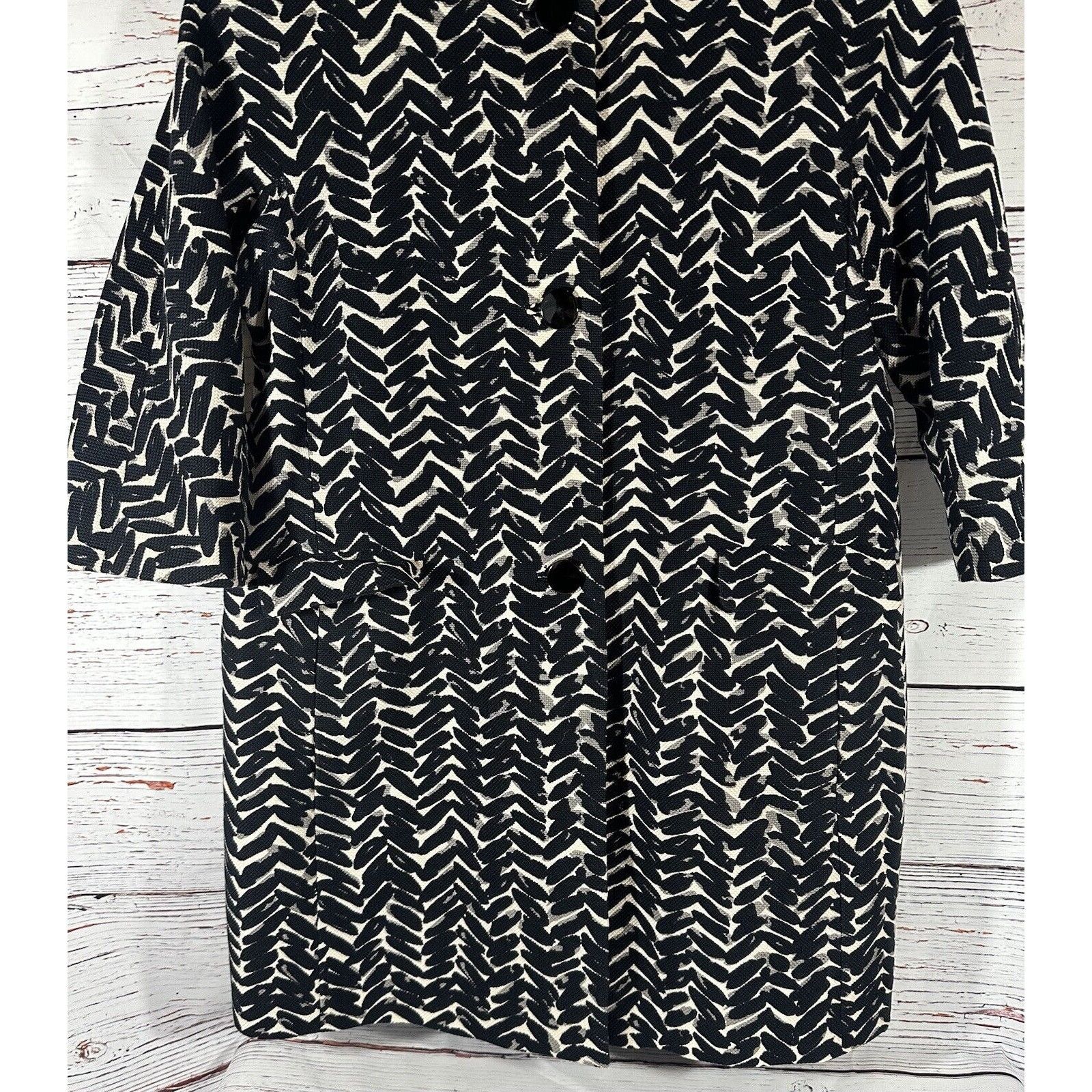 Talbots Talbots Dress Coat Overcoat Black & White Abstract Herringbo Size XL / US 12-14 / IT 48-50 - 5 Thumbnail