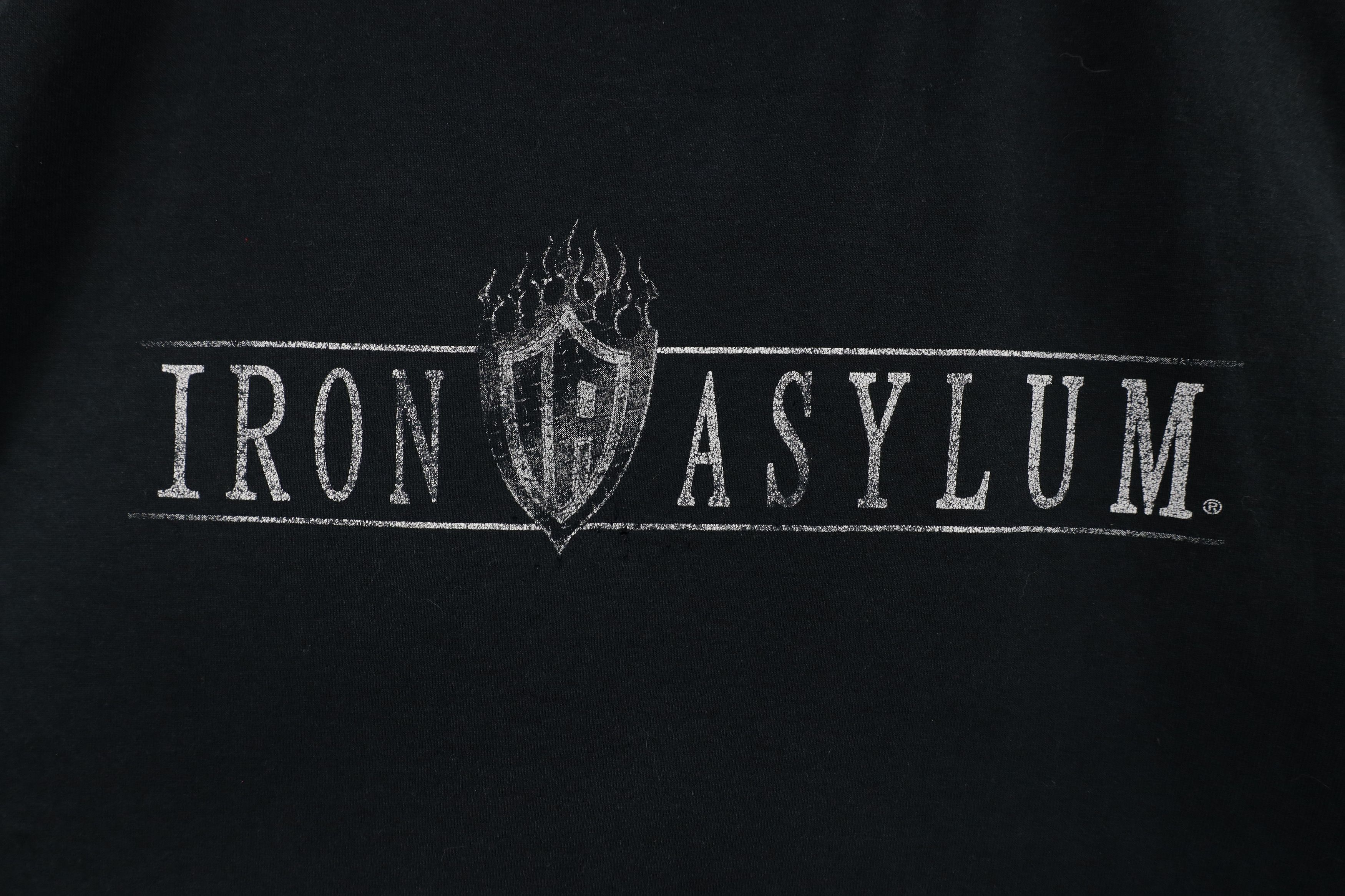 Vintage Vintage Streetwear Flames Iron Asylum Weightlifting T-Shirt Size US XXL / EU 58 / 5 - 4 Thumbnail