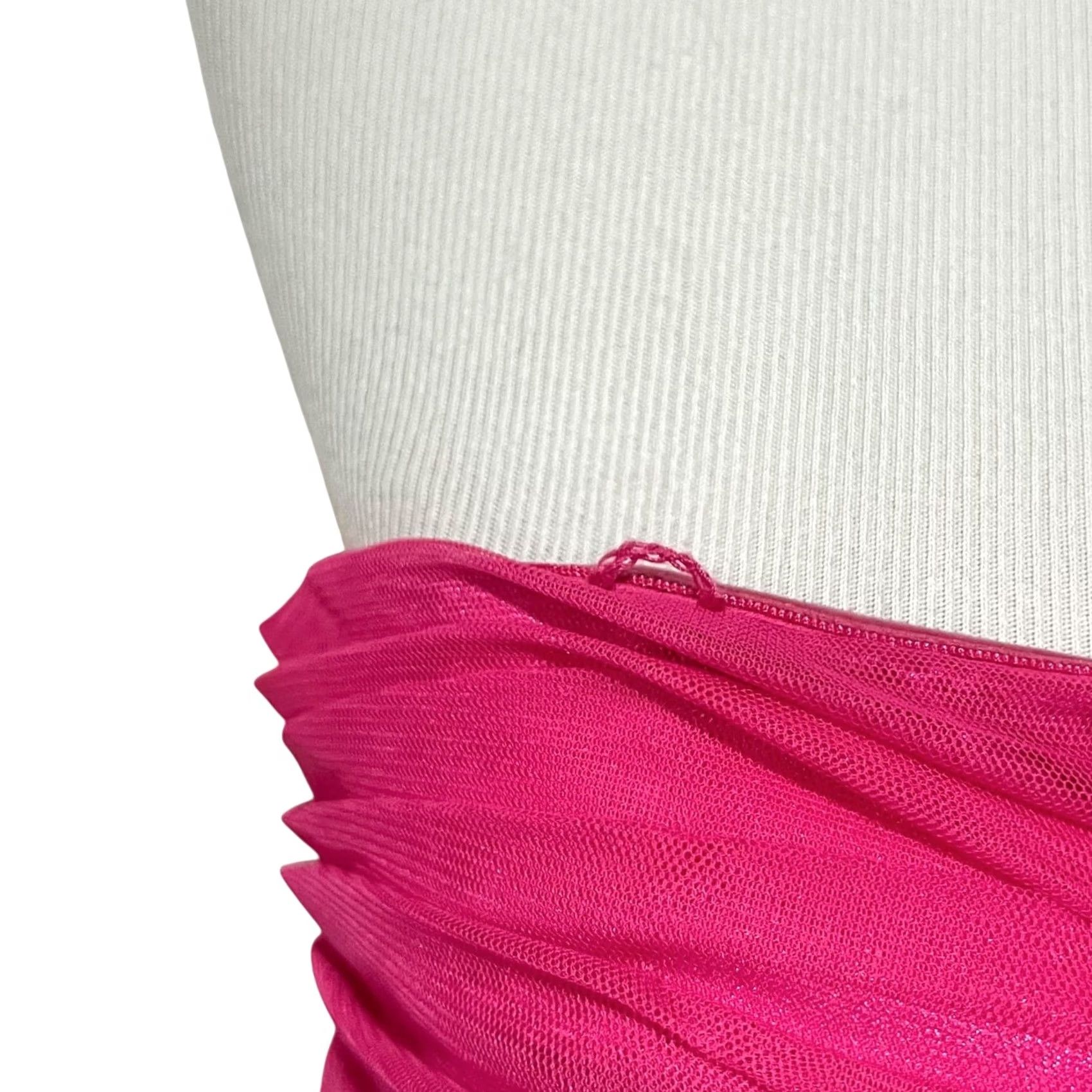 Vintage Dear Moon Hot Pink Tulle Strapless Hi Low Dress Sleeveless Sz 9 Women Formal Party/Cocktail Maxi Dress Size M / US 6-8 / IT 42-44 - 5 Thumbnail