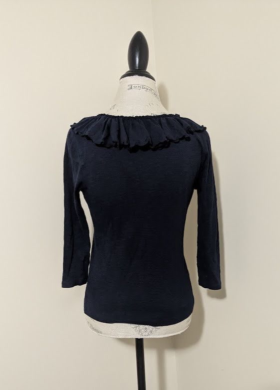Chaps Chaps denim women's ruffle neck pullover blouse Size M / US 6-8 / IT 42-44 - 2 Thumbnail