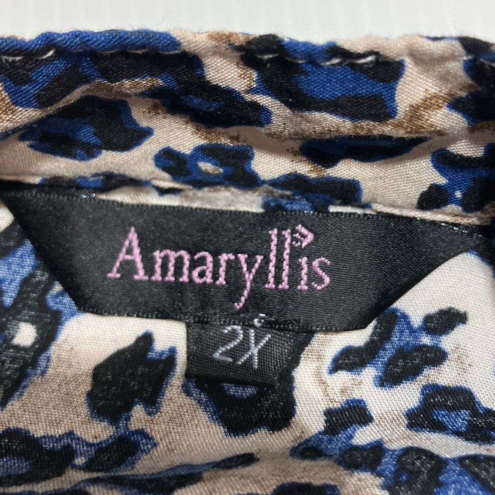 Other Amaryllis Leopard Print V-neck Flowy Tunic Blouse 2X Size XXL / US 16-18 / IT 52-54 - 4 Thumbnail