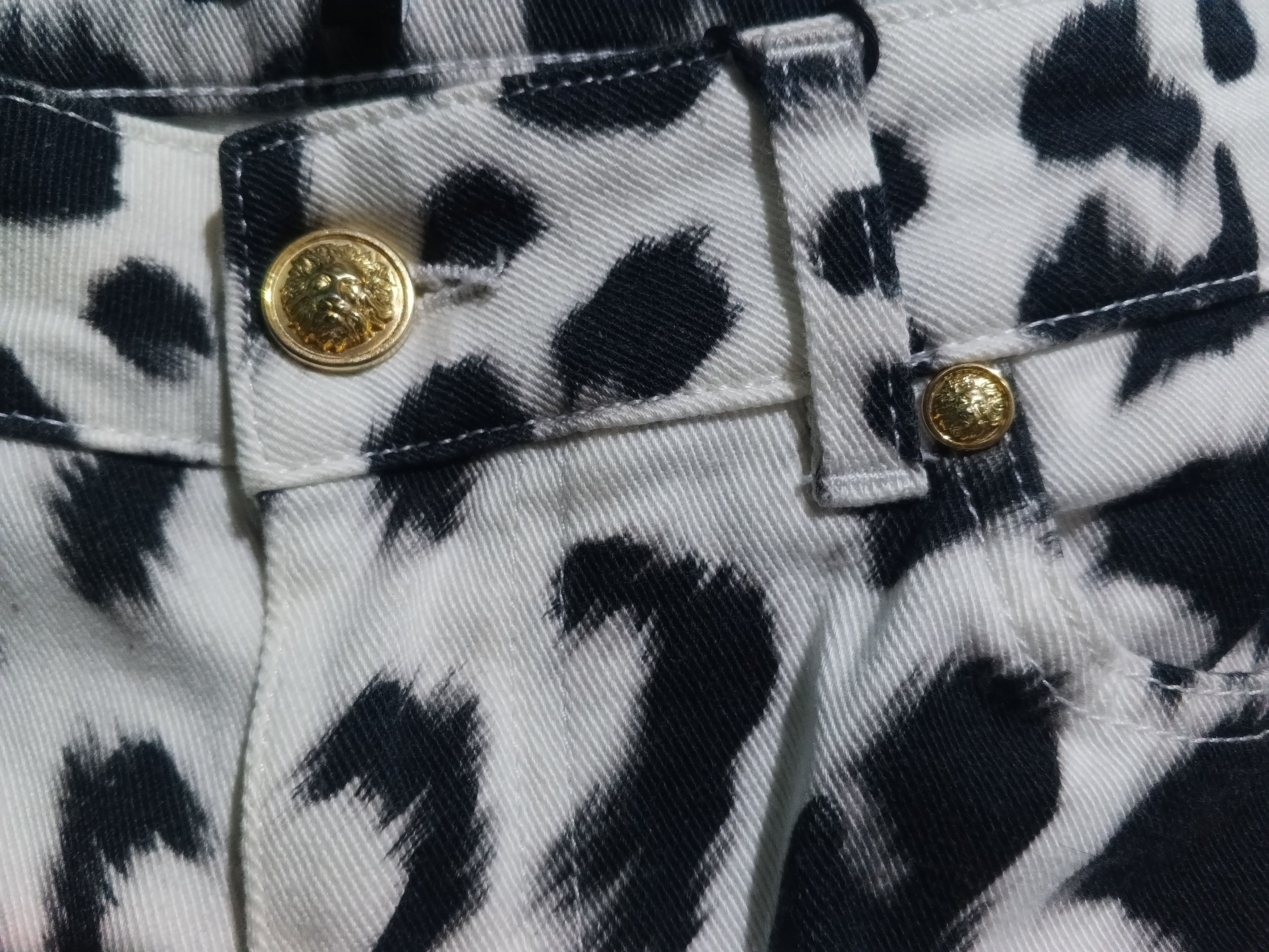 Versace Vintage Y2k Versace white leopard print skinny jeans Size 32" / US 10 / IT 46 - 3 Thumbnail