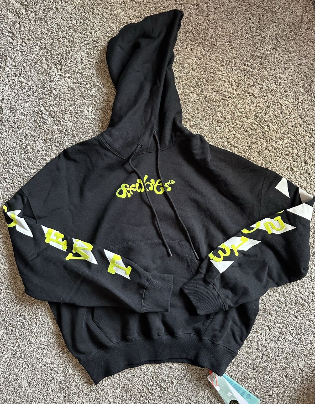 image of Off White Hoodie “Exactly The Opposite” in Black, Men's (Size Small)