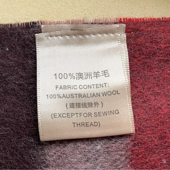 Other Red Brown Plaid Wool Fringed Scarf - 100% Wool, Unisex🧣 Size ONE SIZE - 7 Thumbnail
