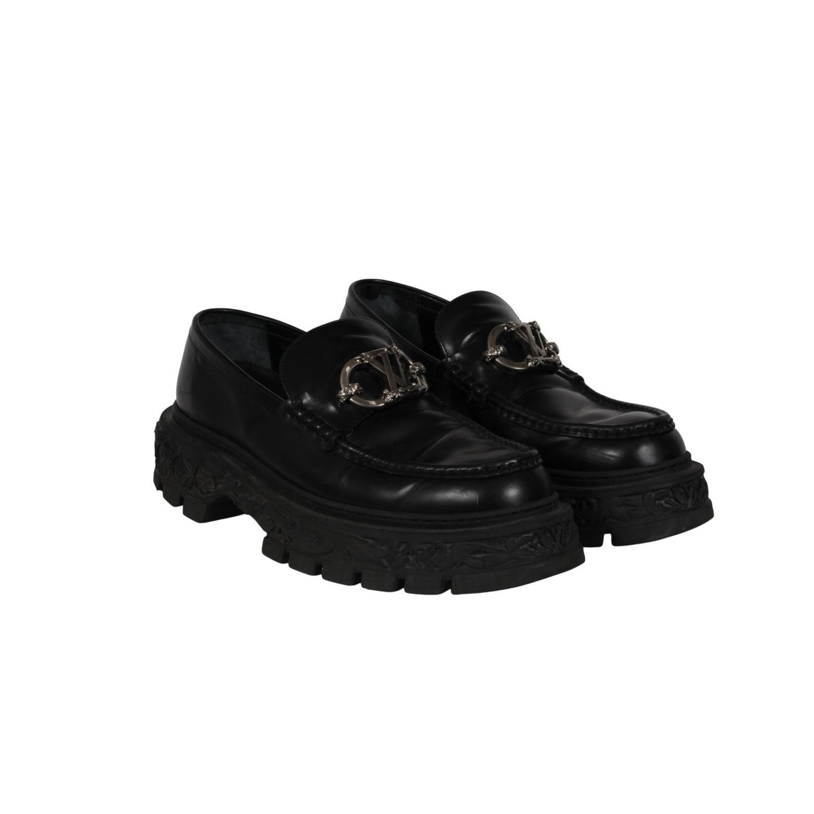 Louis Vuitton Baroque Loafers Black Leather Size US 11 / EU 44 - 14 Thumbnail