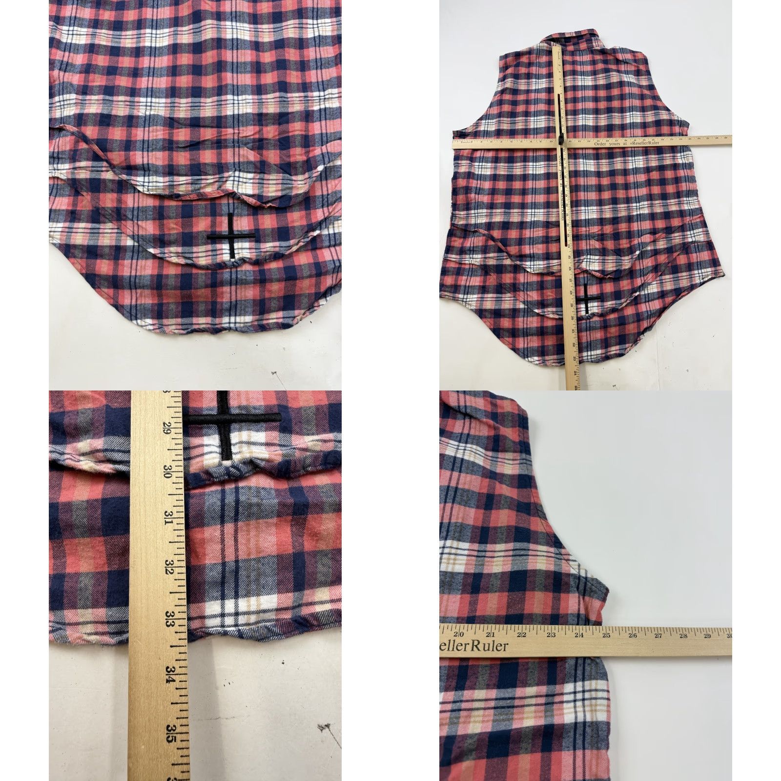 Vintage Homme + Femme Shirt Mens 2XL Pink Navy Plaid Sleeveless Flannel Button Up Casual Size US XXL / EU 58 / 5 - 9 Thumbnail