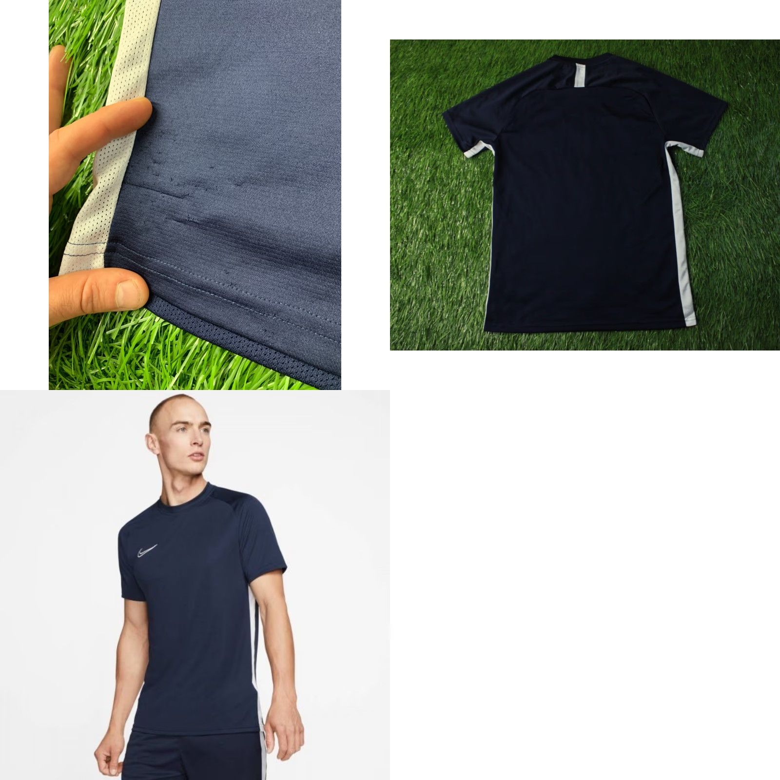 Nike Nike Academy Dri-FIT Men Football Shirt Jersey Tee Size M Navy Blue and White 2020s Football Mens Size US M / EU 48-50 / 2 - 8 Thumbnail