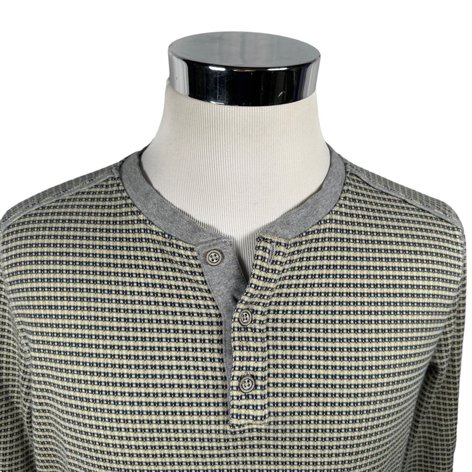 Carbon2Cobalt Carbon 2 Cobalt Henley Geometric Cotton Sweatshirt Beige L Size US L / EU 52-54 / 3 - 3 Thumbnail