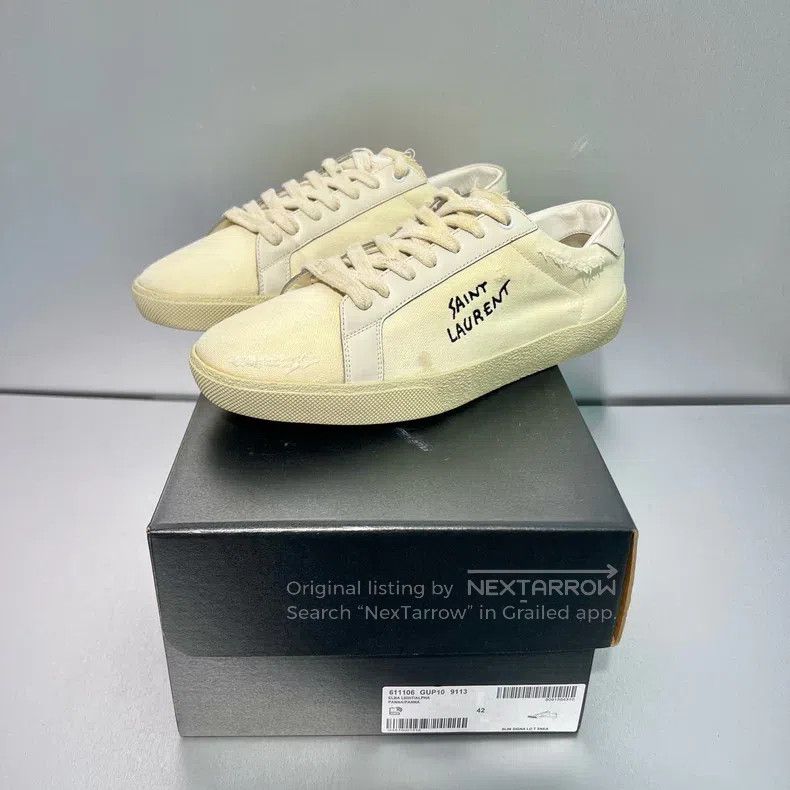 Saint Laurent Paris Saint Laurent Paris Distressed Canvas Shoes Size US 9 / EU 42 - 8 Thumbnail