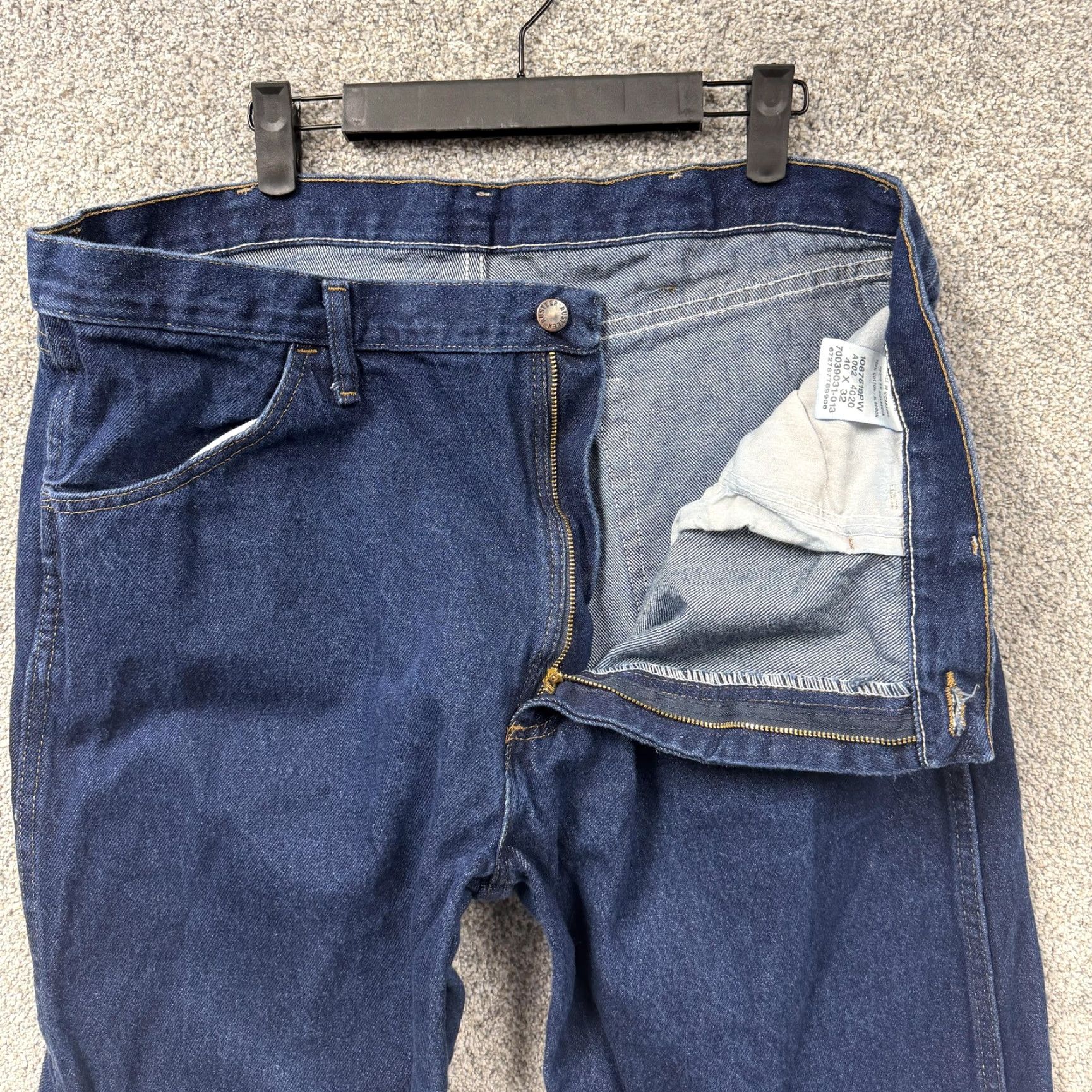 Denime Rustler Jeans Mens 39x30 Blue Relaxed Tapered Denim Dark Wash Workwear Jeans Size US 40 / EU 56 - 6 Thumbnail