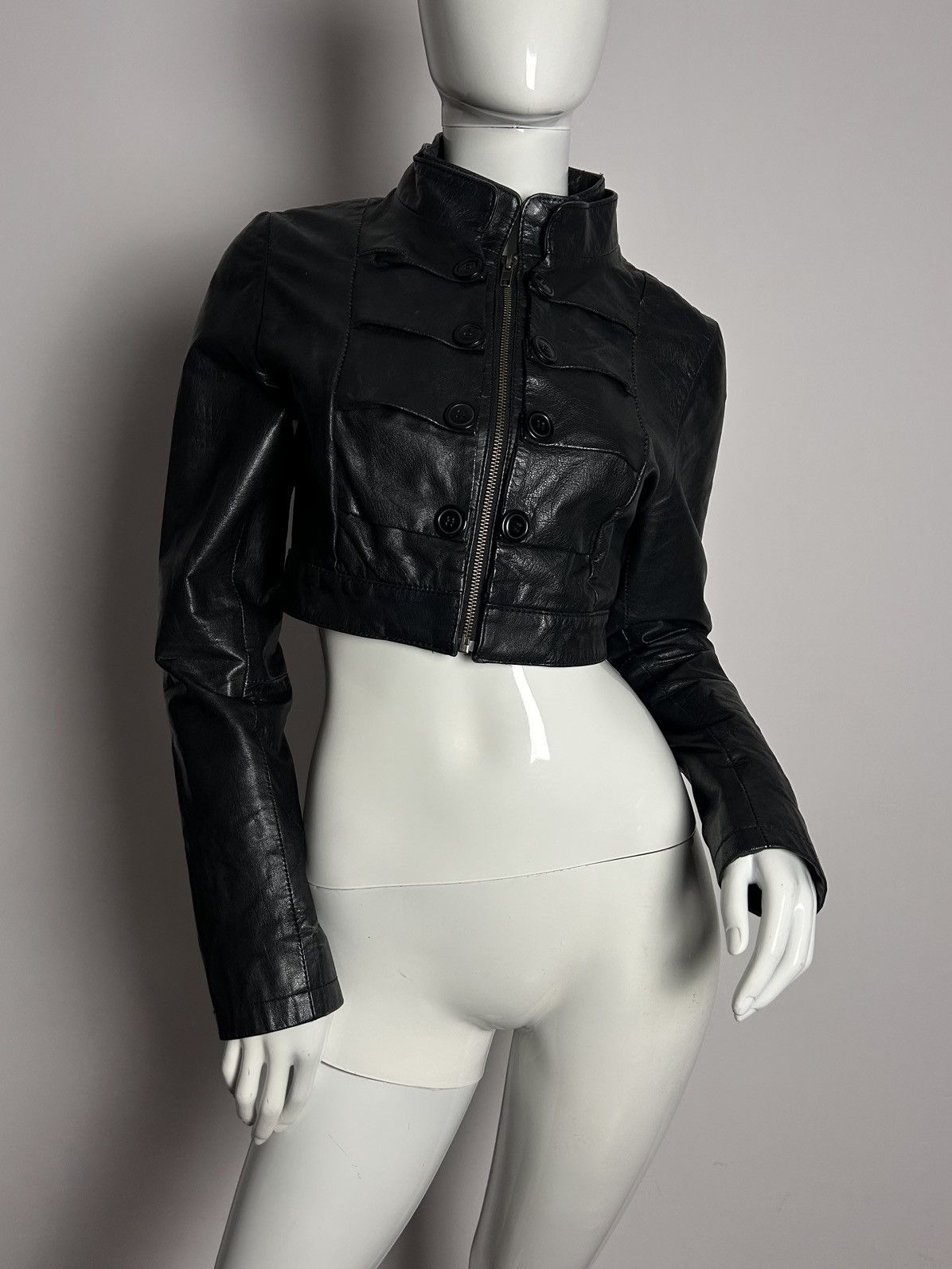 Other Vintage leather cropped jacket with button details Size S / US 4 / IT 40 - 1 Thumbnail