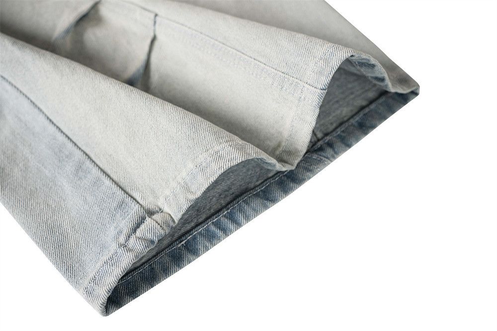 Jean Washed distressed men's workwear multi-pocket denim shorts Size US 32 / EU 48 - 4 Thumbnail
