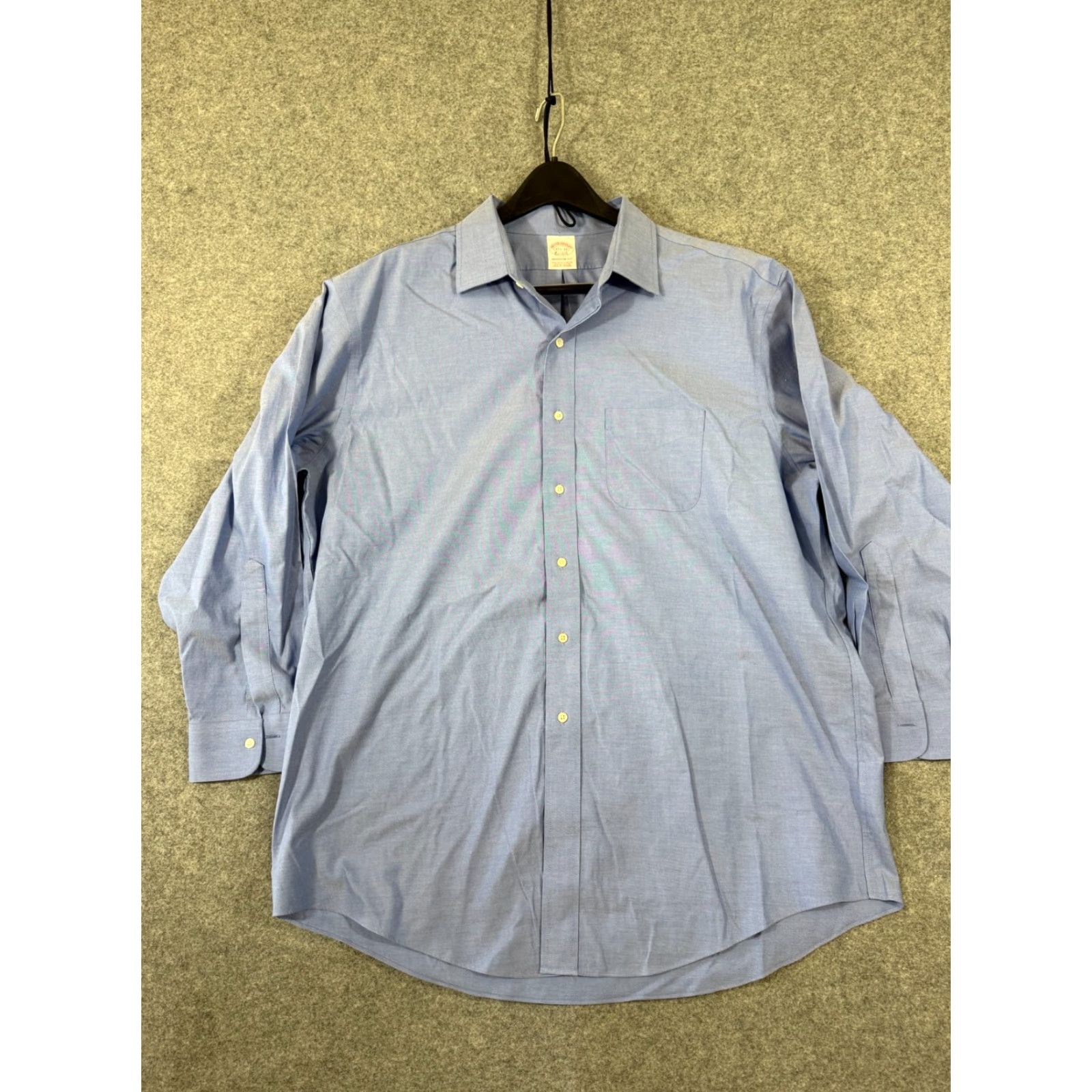 Brooks Brothers Brooks Brothers Dress Shirt Mens 17 1/2-33 Blue Stretch Madison Fit Non-Iron Regular Long Sleeve Button Cuff Chest 53 in Solid" Size 48R - 2 Thumbnail