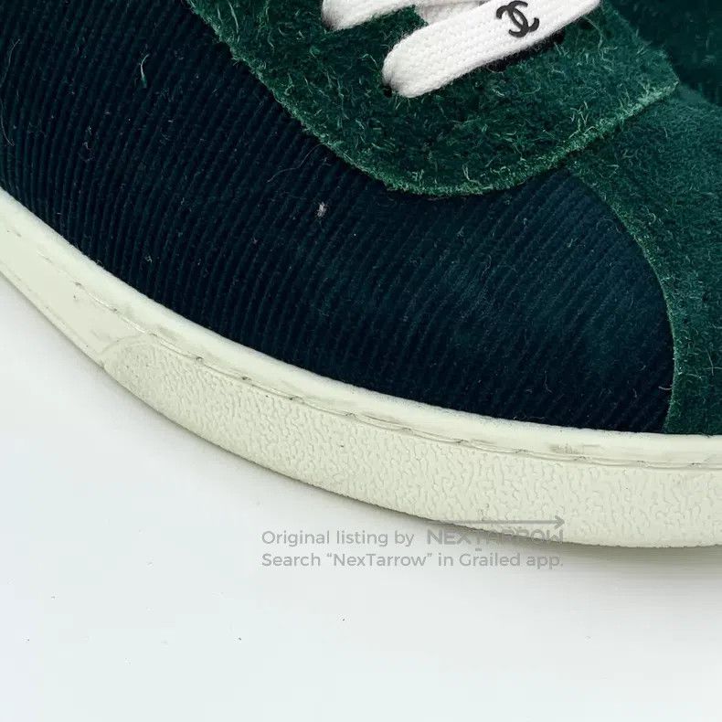 Chanel Chanel Dark green suede lace-on casual flat board shoes Size US 5.5 / IT 35.5 - 9 Thumbnail