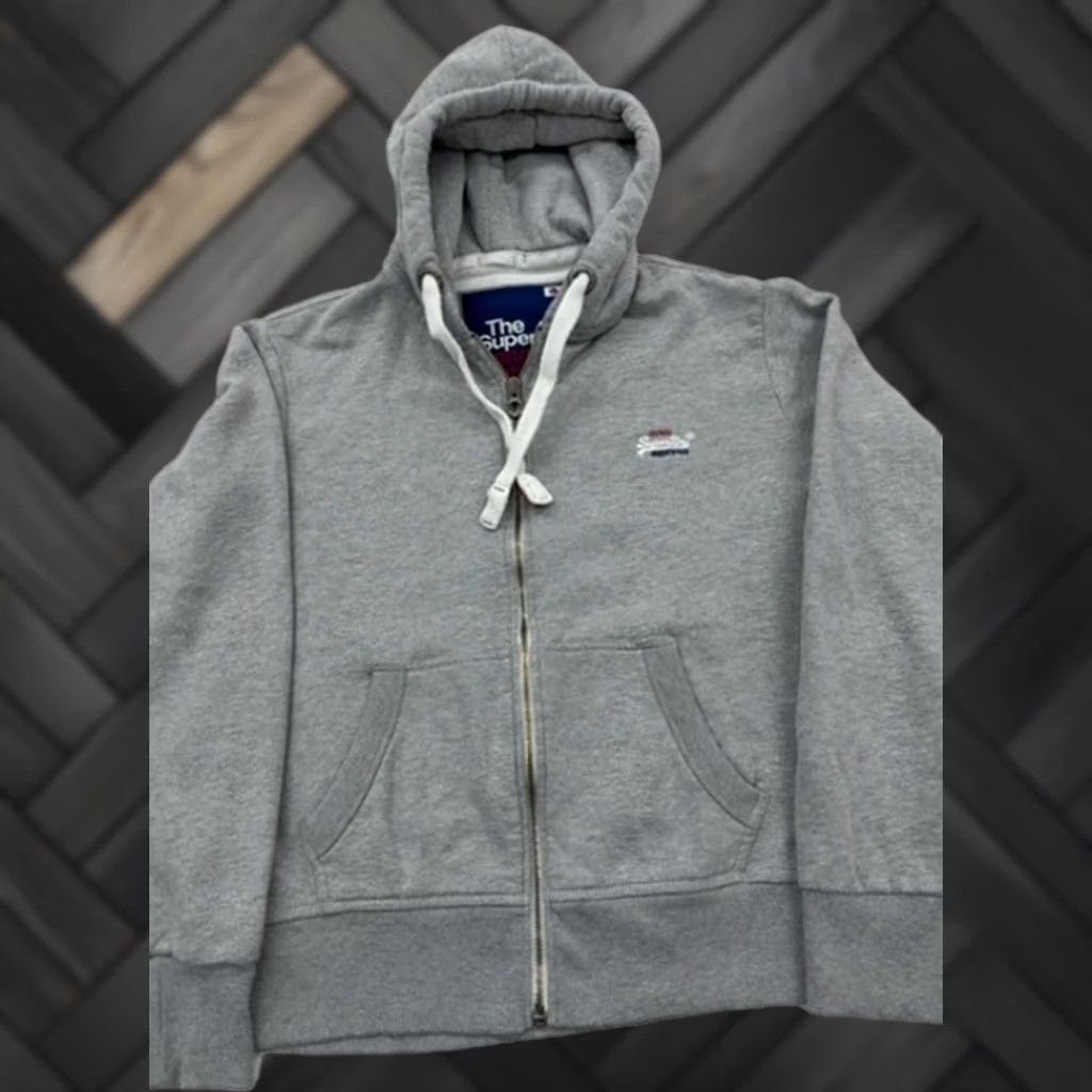 Superdry Superdry Zip Hoodie Mens L Orange Label Grey Cotton Blend Size US L / EU 52-54 / 3 - 1 Thumbnail