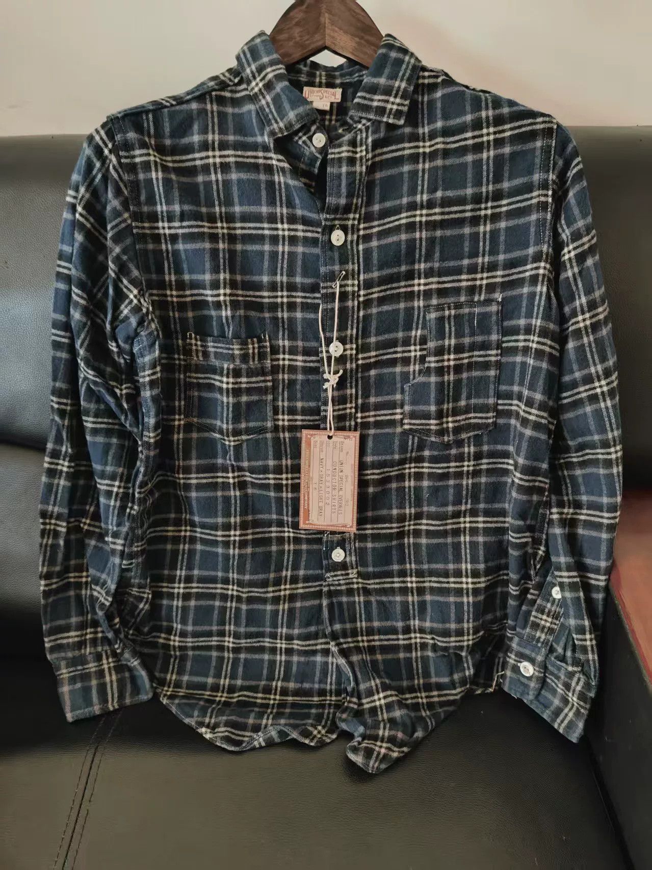 Freewheelers Navy Gray Wool Shirt by Freewheelers Size US XL / EU 56 / 4 - 1 Thumbnail