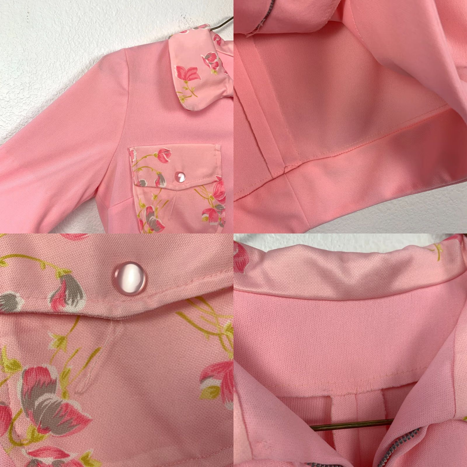 Pinko VINTAGE Handmade Pink Mrs Maisel Skirt Floral Outfit Zip Shirt Chest 33" Women 70s 1970s Polyester Blend Size S / US 4 / IT 40 - 8 Thumbnail