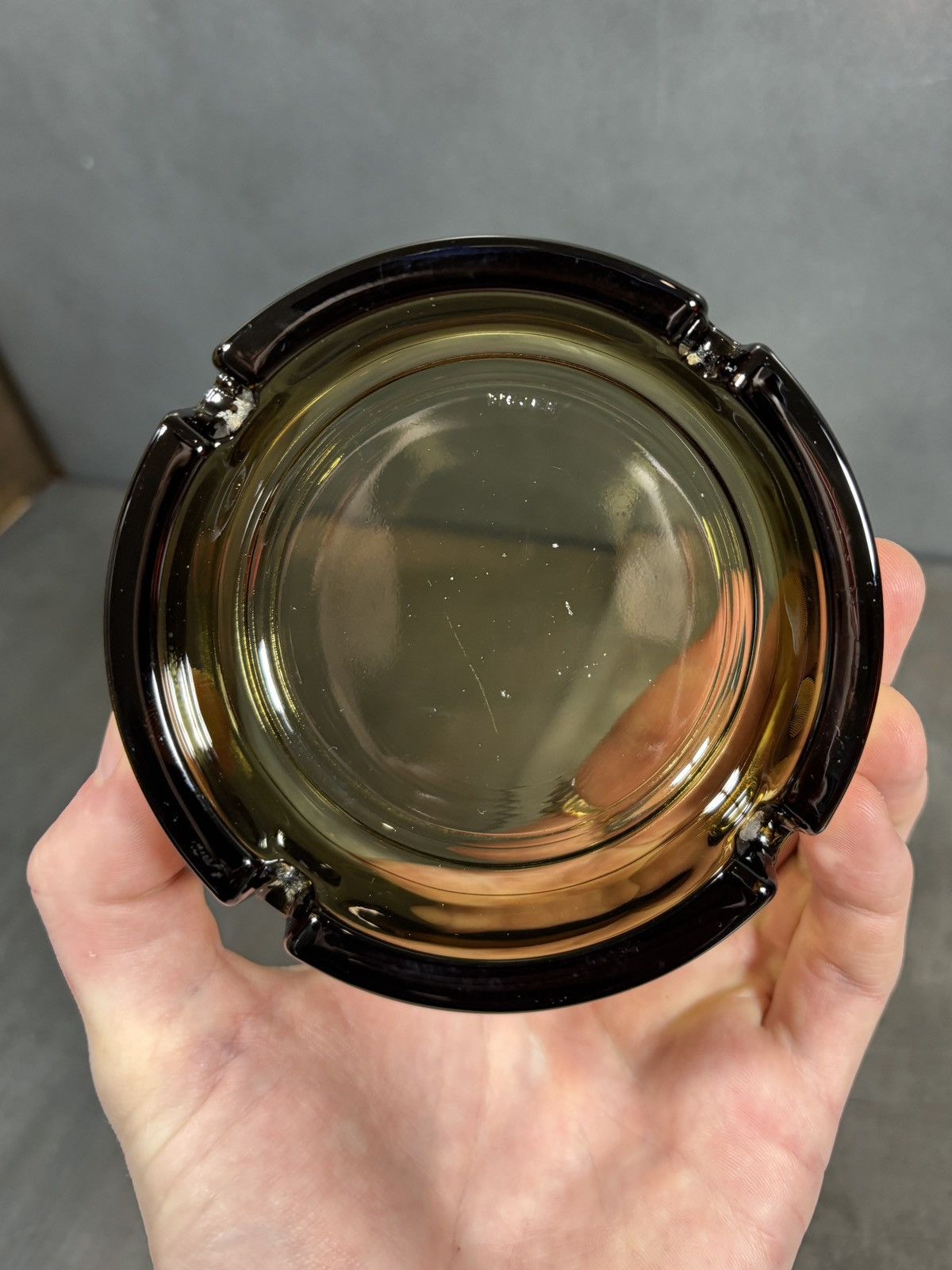 Vintage 1970s Vintage Ashtray Smoked Glass Made in France MCM Ash Size ONE SIZE - 4 Thumbnail