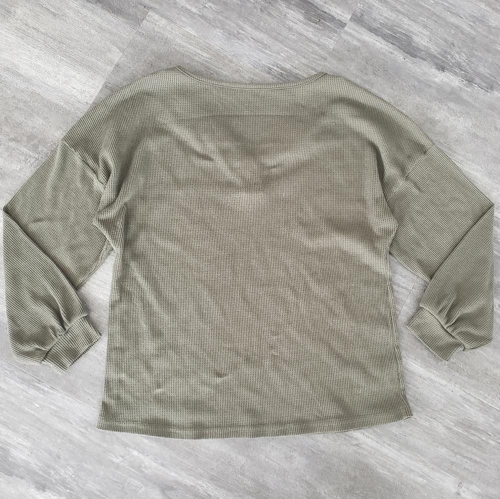 Designer Olive Oversized Button Detailed Thermal Long Sleeve Size S / US 4 / IT 40 - 2 Thumbnail