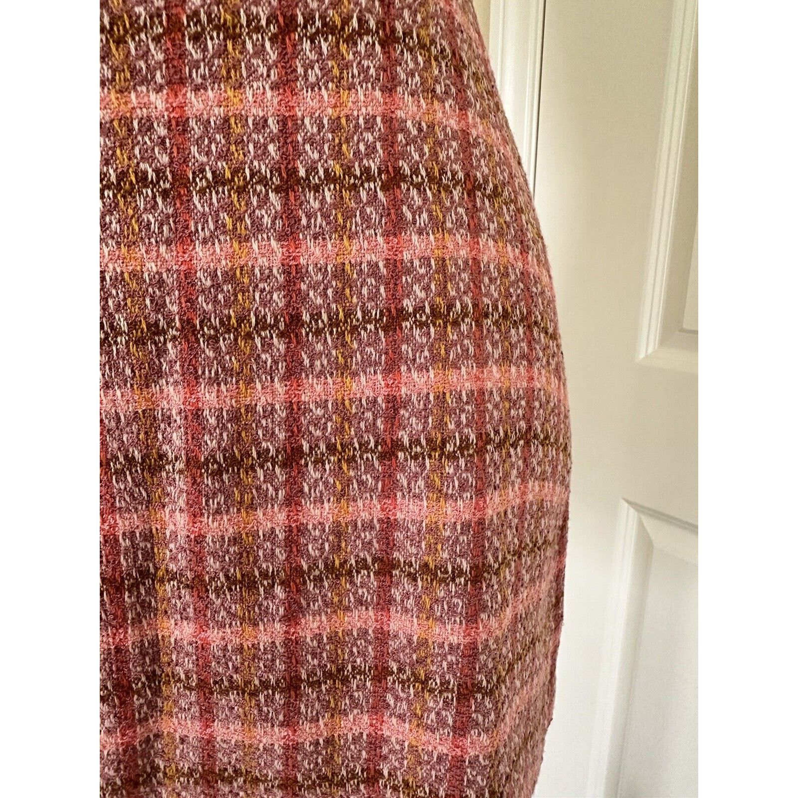 Mango Mango Skort Pink Peach Orange Plaid Pattern Women’s XS NWT Size 23" - 9 Thumbnail