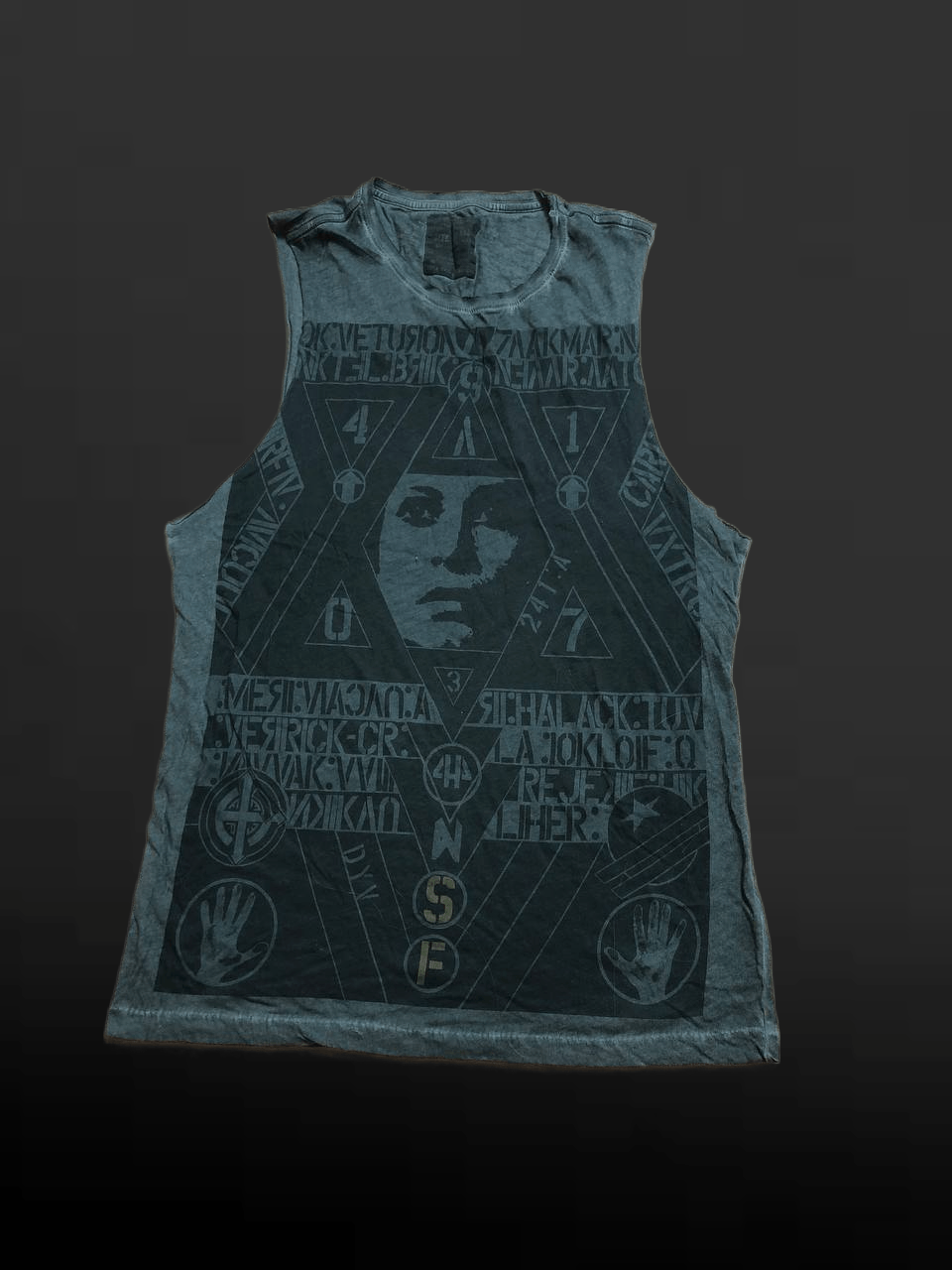 Allsaints Tank Top Shirt Tribal Third Graphic Goth STREETWEAR Size S / US 4 / IT 40 - 1 Thumbnail
