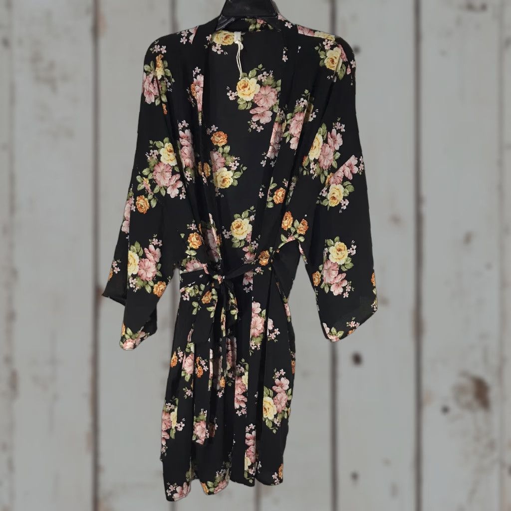 Pinko PinkBlush Floral Swimsuit Cover-Up Robe Women’s Size M Multicolor 3/4 Sleeve USA Size ONE SIZE - 1 Thumbnail