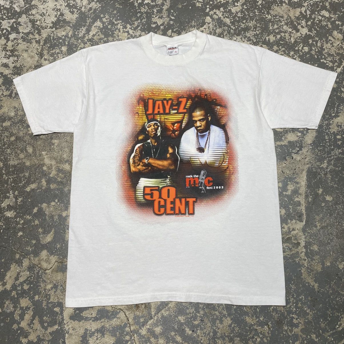 Rap Tees × Vintage Vintage Jay Z & 50 Cent Rock The Mic Fest Hip Hop Rap Tshirt Size US L / EU 52-54 / 3 - 1 Thumbnail