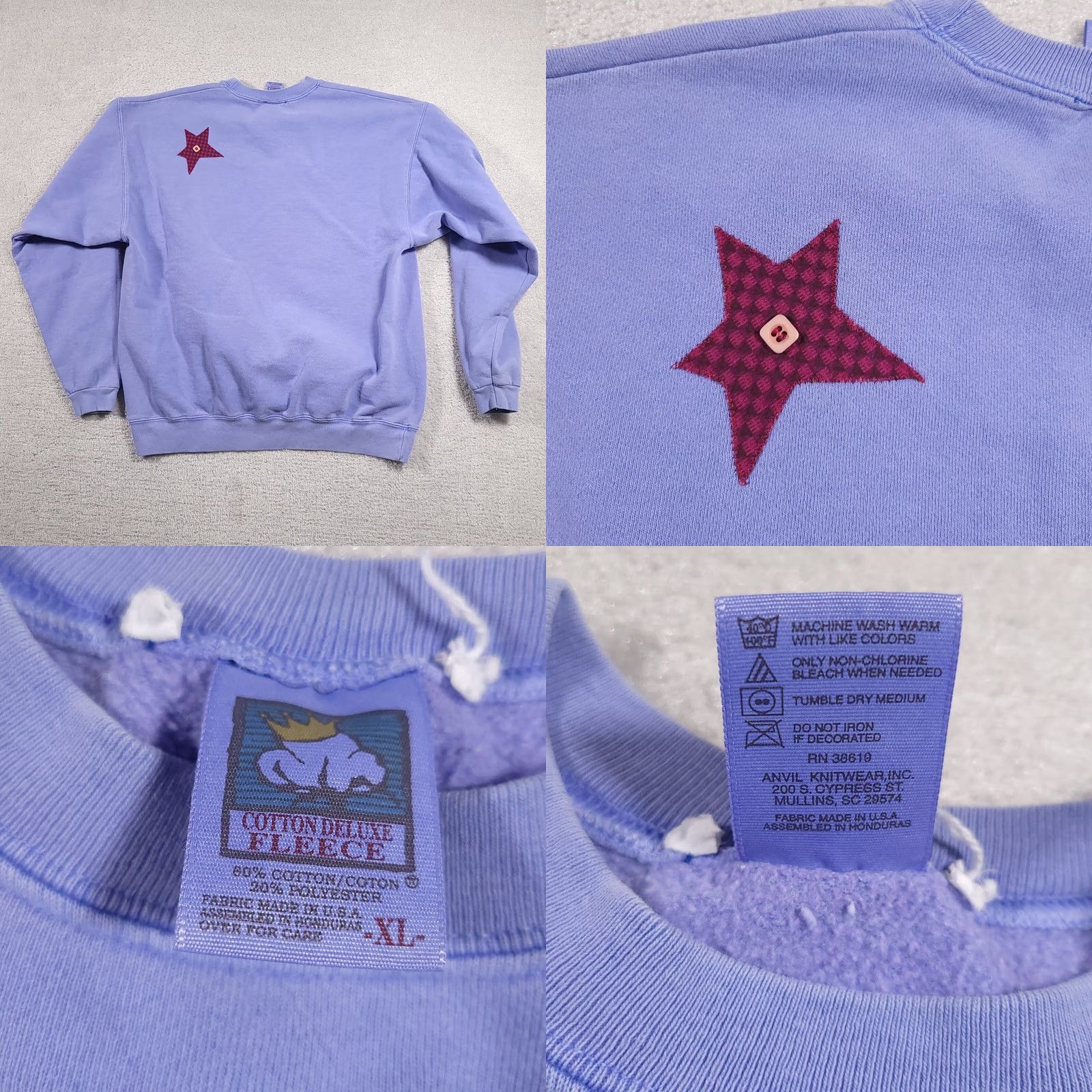 Vintage VINTAGE Sweatshirt Womens XL Blue Heart Embroidered USA Cotton Deluxe Fleece Pullover Crew Neck Long Sleeve Regular Fit Size XL / US 12-14 / IT 48-50 - 9 Thumbnail