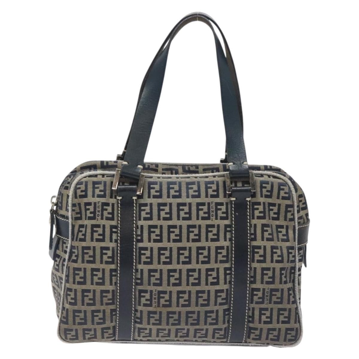 Fendi FENDI Zucchino Canvas Hand Bag Navy Silver Size ONE SIZE - 2 Thumbnail