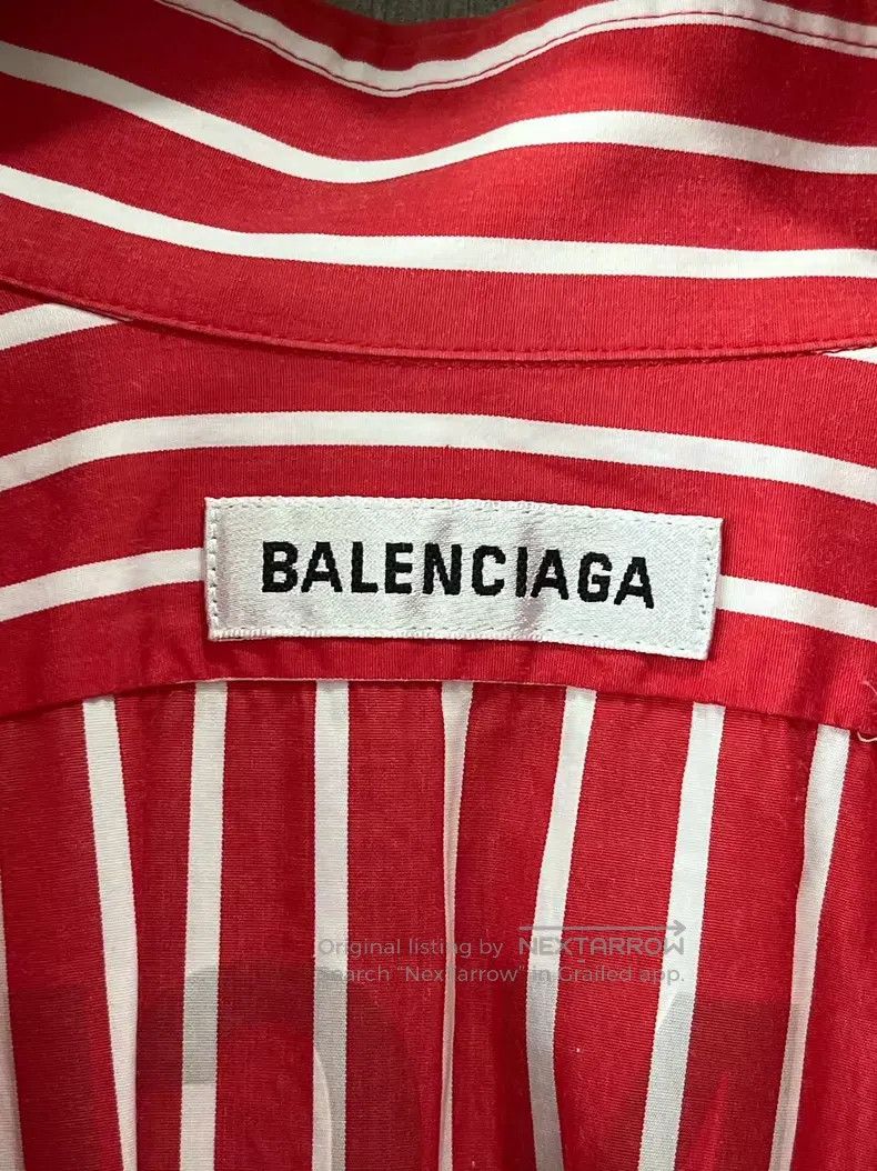Balenciaga Balenciaga Red and White Striped Cotton Shirt Size XXS / US 00 / IT 34 - 8 Thumbnail