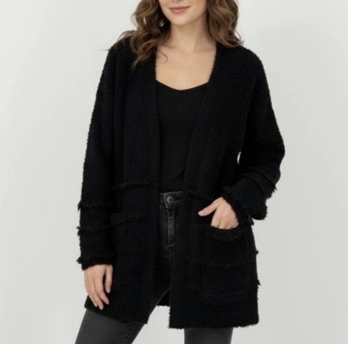 Other Barefoot Dreams Boardwalk Cardigan Black M Front Sweater Size M / US 6-8 / IT 42-44 - 1 Thumbnail