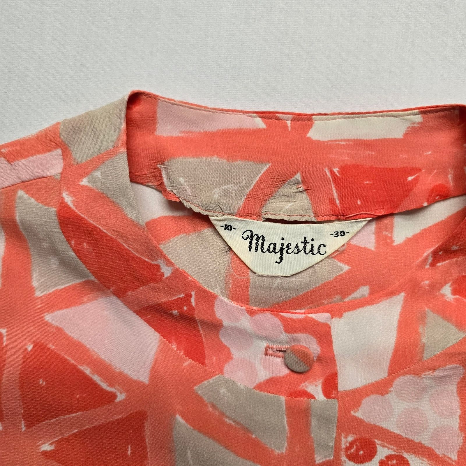 Vintage Vintage Majestic Blouse Coral Geometric Print Button Shirt Size L / US 10 / IT 46 - 4 Thumbnail