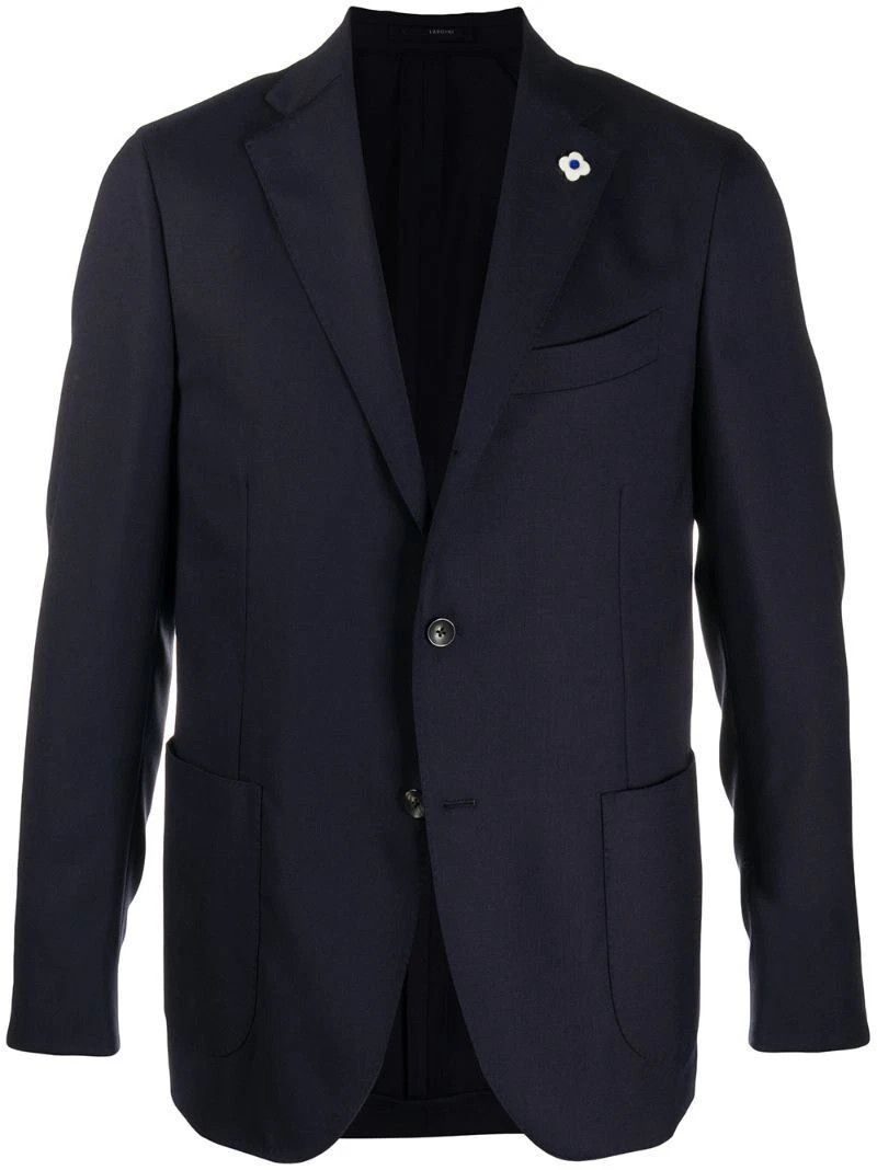 Lardini LARDINI Navy Blue Single Breasted Wool Suit Blazer Size 36R - 1 Thumbnail