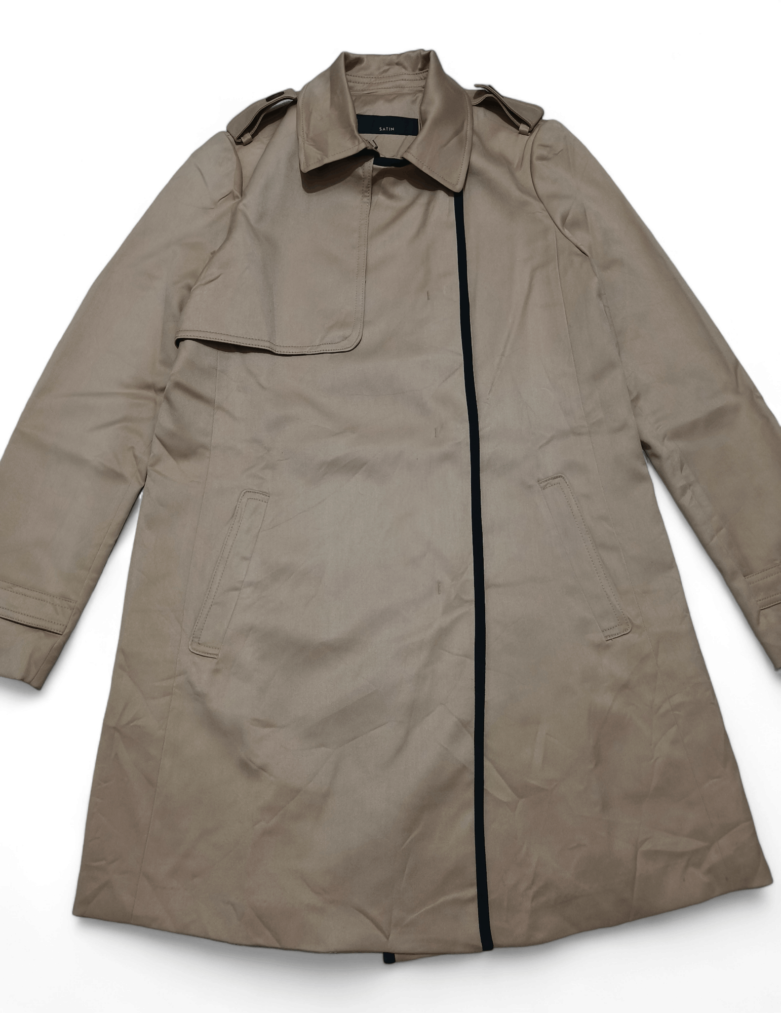Other SATIN Women's Beige Korean Trench Coat Size XS / US 0-2 / IT 36-38 - 5 Thumbnail