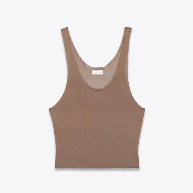 Saint Laurent Paris o1b1hav111124 Tank Top in Silk in Brown Size M / US 6-8 / IT 42-44 - 1 Preview