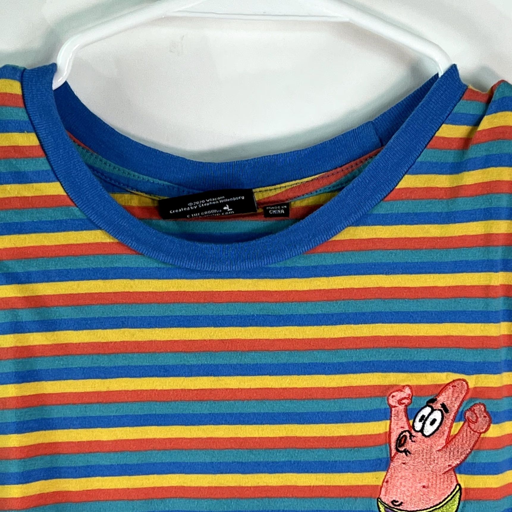 Nickelodeon Nickelodeon Mens Sponge Bob Striped Short Sleeves Crew Neck Blue T Shirt Size L Size US L / EU 52-54 / 3 - 4 Thumbnail