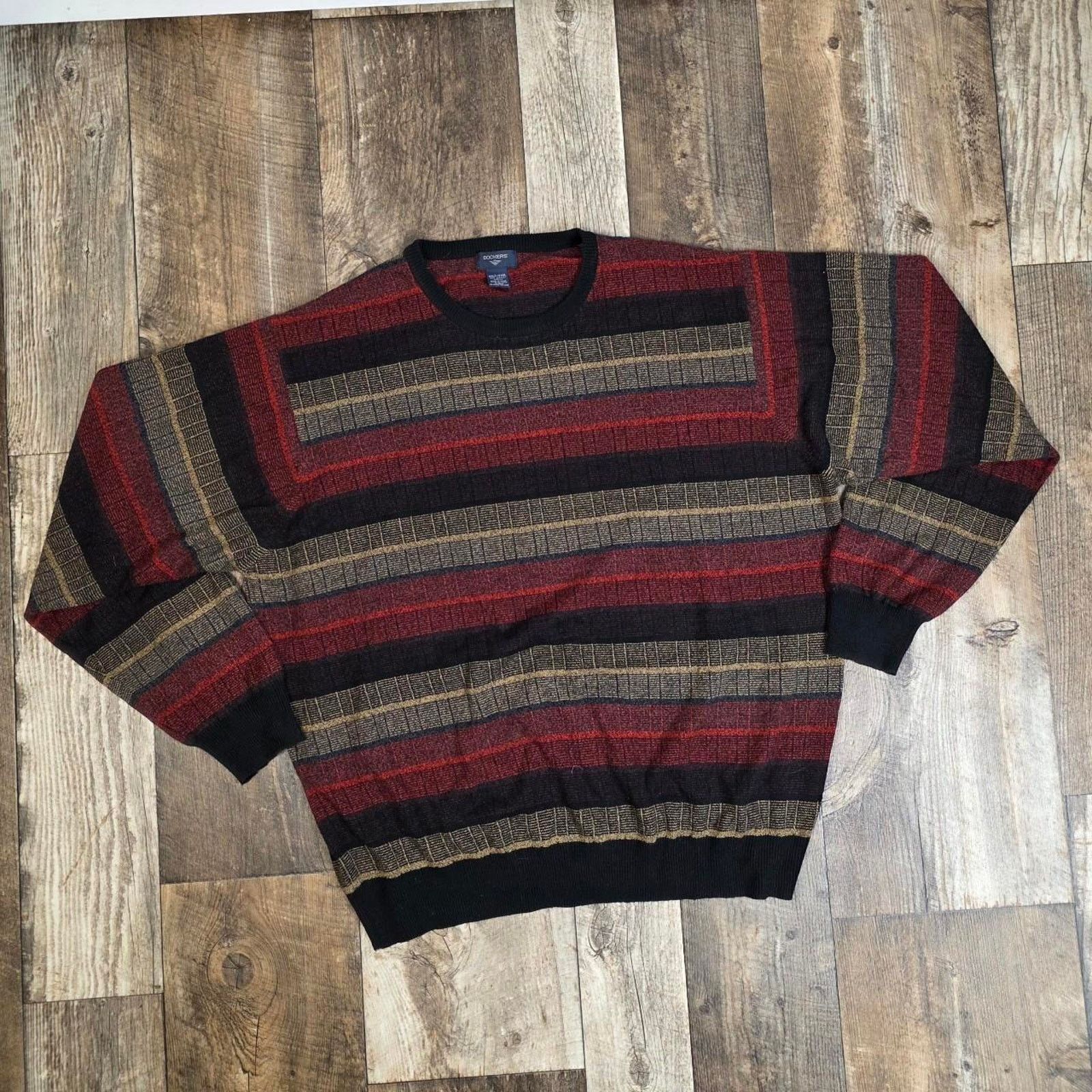Dockers Vintage Striped Knit Sweater XXL Tall Earth Tone 90s Grandpa Size US XL / EU 56 / 4 - 1 Thumbnail