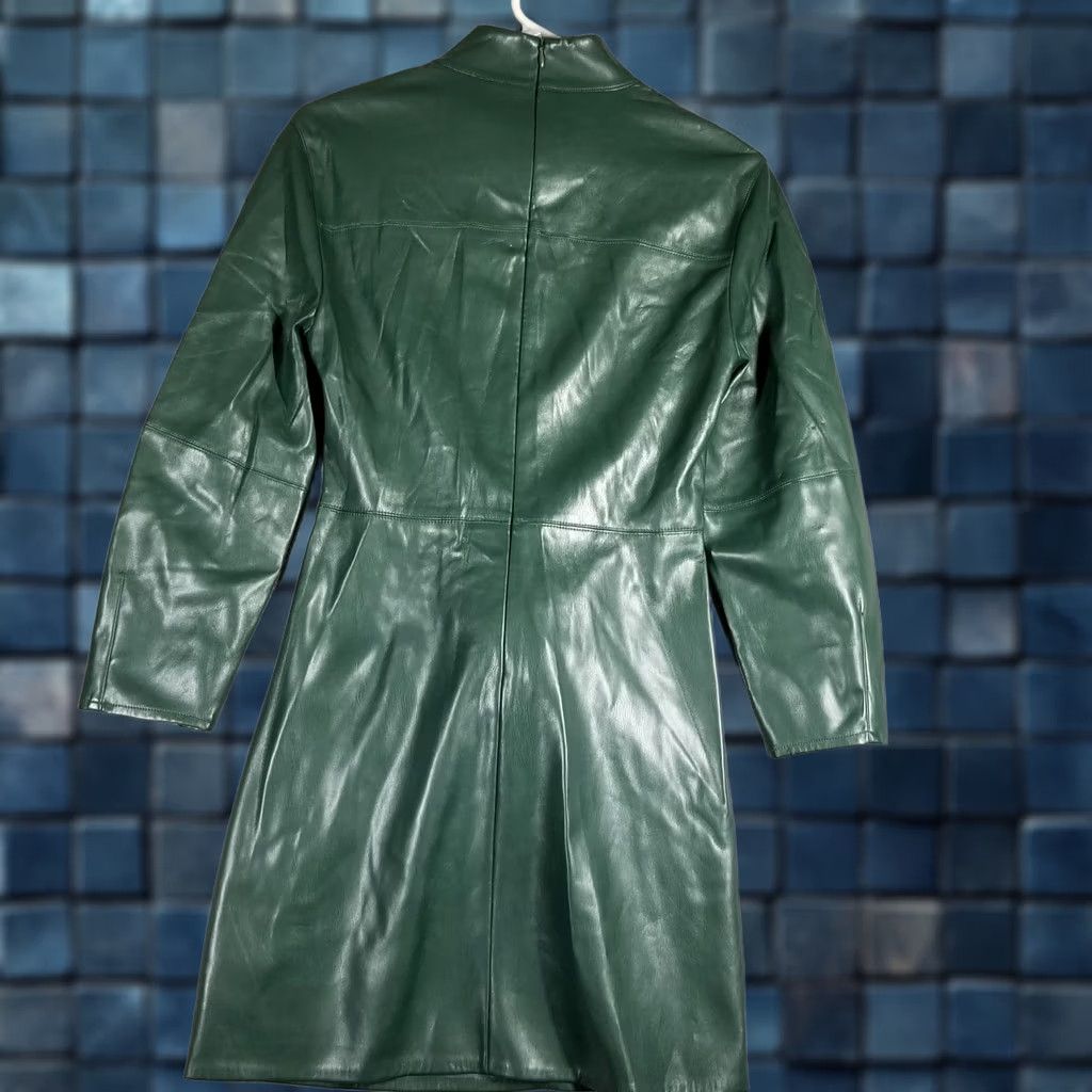Zara Zara Women’s Faux Leather Draped Mini Dress Green Size Small Long Sleeve Party Dress Size S / US 4 / IT 40 - 1 Thumbnail