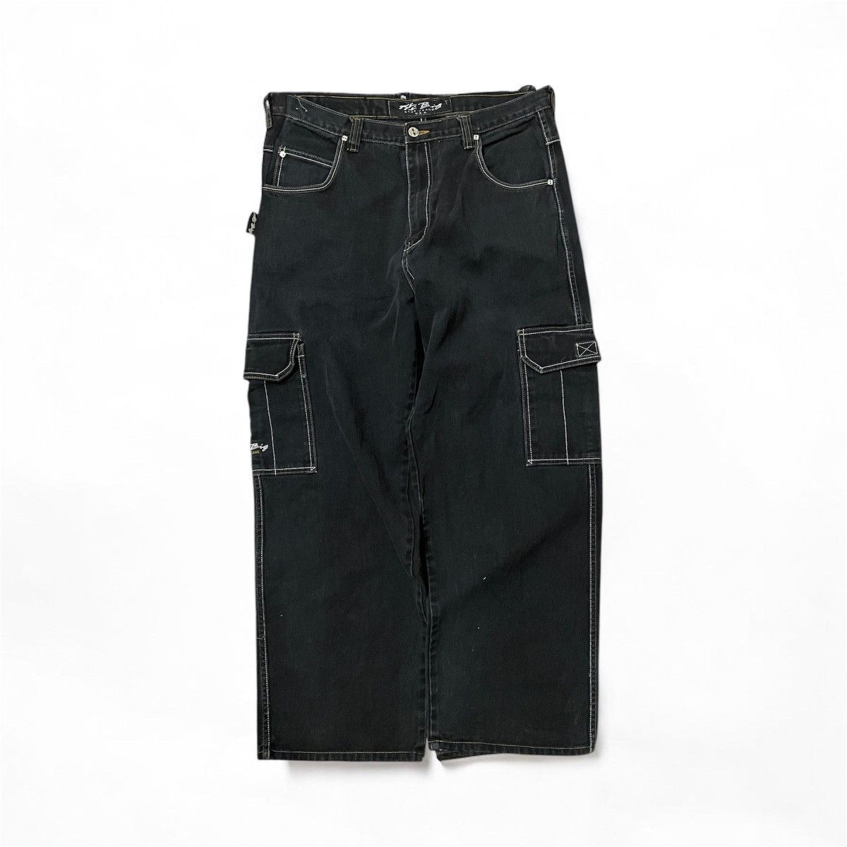 Designer × Vintage Vintage 90's Black Hip Hop Cargo rap carpenter Jeans Wide Size US 33 - 2 Thumbnail