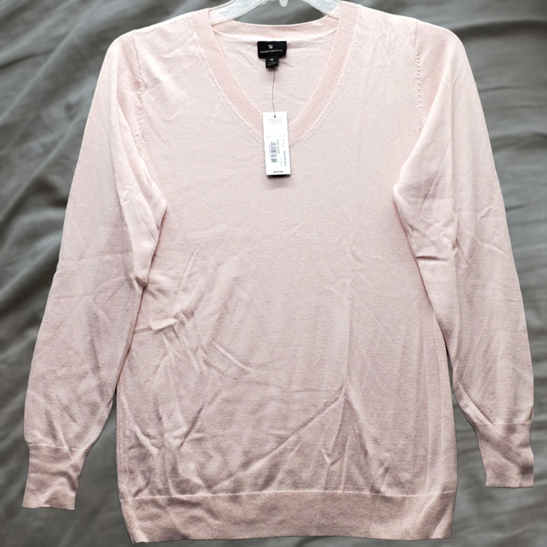 Worthington Worthington Womens Sweater Raglan Sleeve V-Neck Pullover M Pink Slim Knit Shirt Size M / US 6-8 / IT 42-44 - 1 Thumbnail