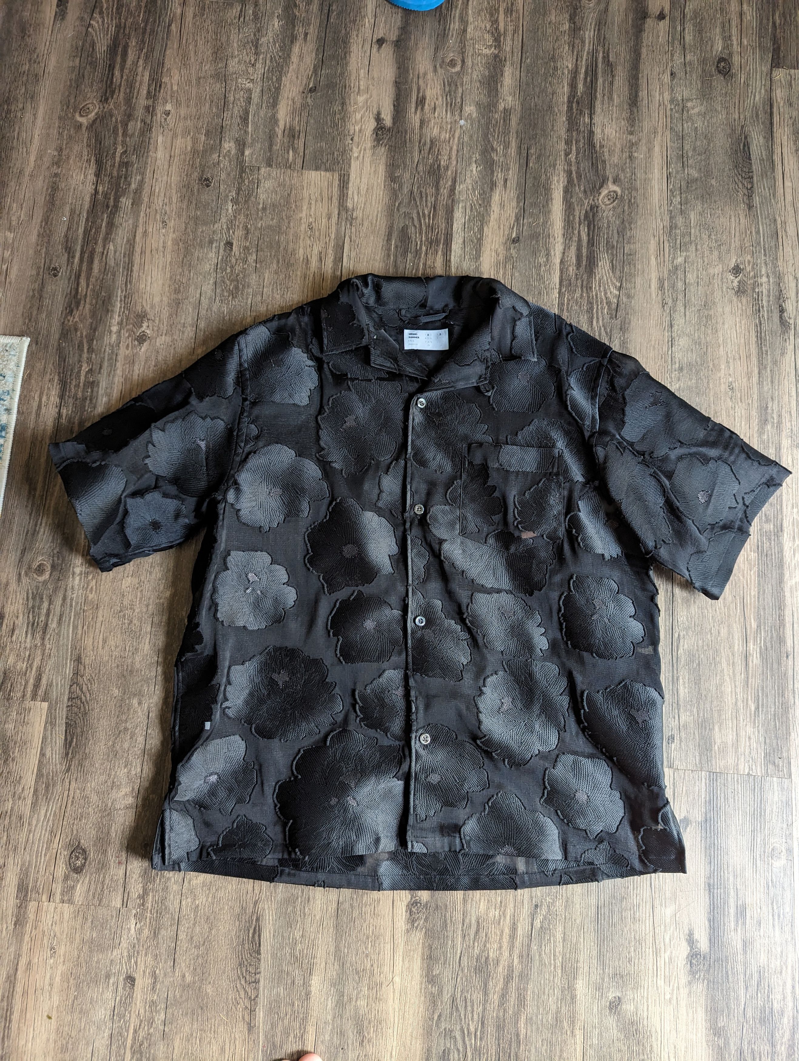 image of 4Sdesigns Floral Lace Shirt in Black, Men's (Size Medium)