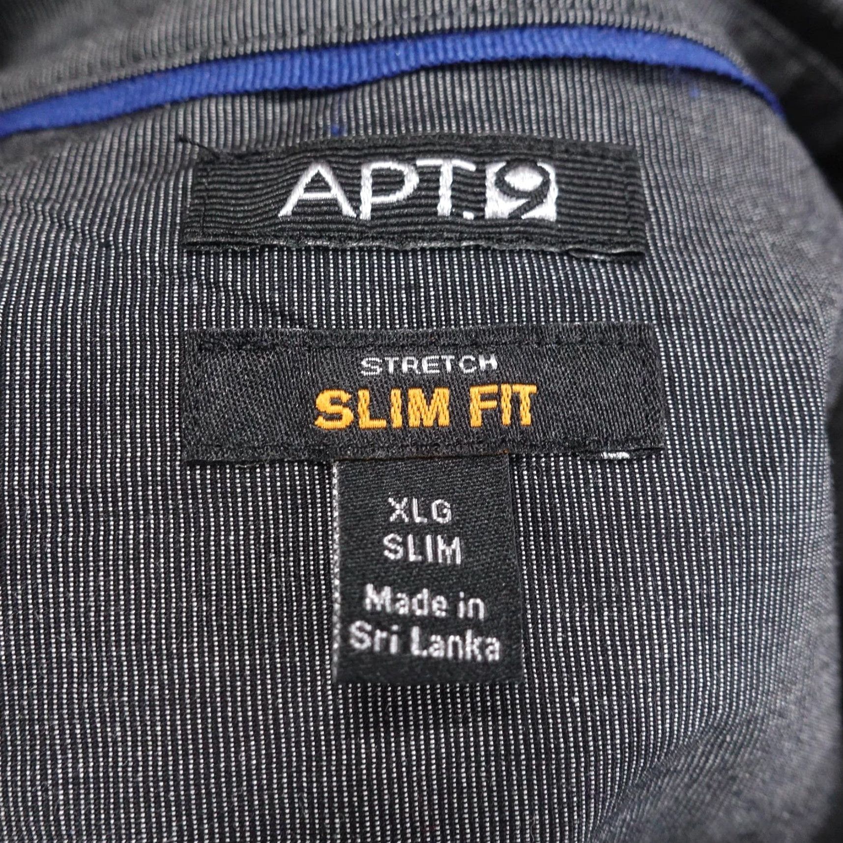 Apt. 9 APT. 9 Shirt Mens XL Slim Fit Charcoal Long Sleeve Button-Up Casual Stretch Size US XL / EU 56 / 4 - 6 Thumbnail