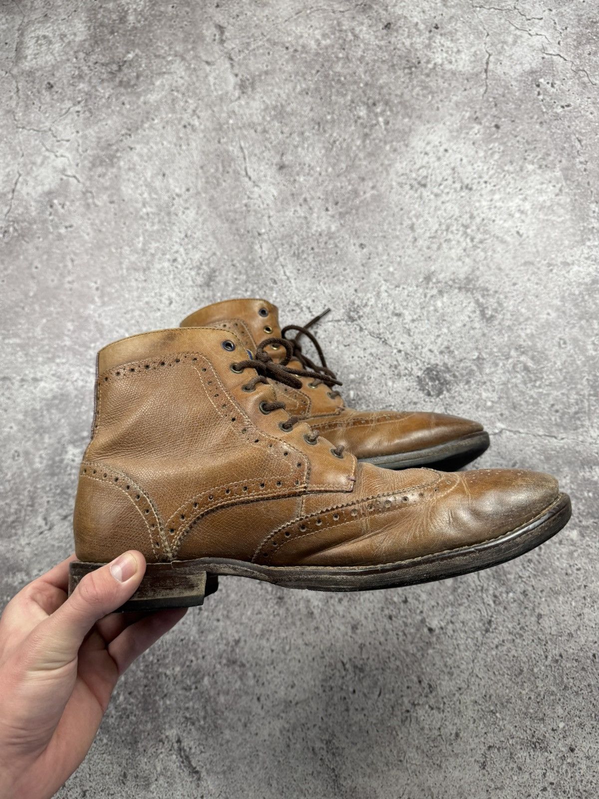 Cowboy Equipment WESTERN BIKER COWBOY LEATHER VINTAGE BROWN BOOTS Size US 10 / EU 43 - 13 Thumbnail