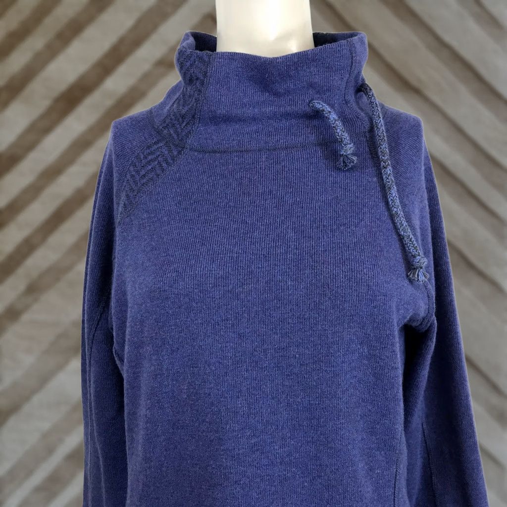 Prana prAna Women Recycled Wool Blend Funnel Neck Pullover Medium Blue Cable Knit Sweater Size M / US 6-8 / IT 42-44 - 1 Thumbnail