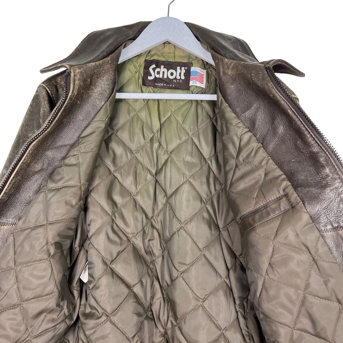 Schott 🔥 VINTAGE SCHOTT NYC LEATHER RACER JACKET MADE IN USA Size US S / EU 44-46 / 1 - 13 Thumbnail