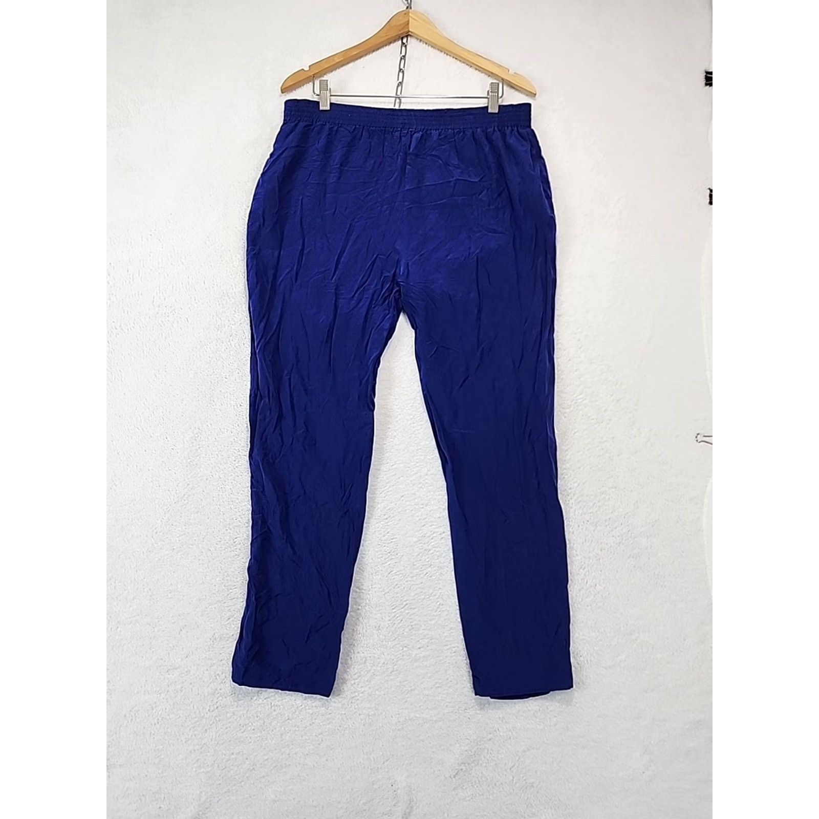 Vintage VINTAGE Argenti Blue Silk Lounge Pants Womens Size 10 Wide-Leg Elastic Drawstring Relaxed Fit Sleep Yoga Pajama Casual Lightweight Holiday Comfort Size 32" / US 10 / IT 46 - 4 Thumbnail