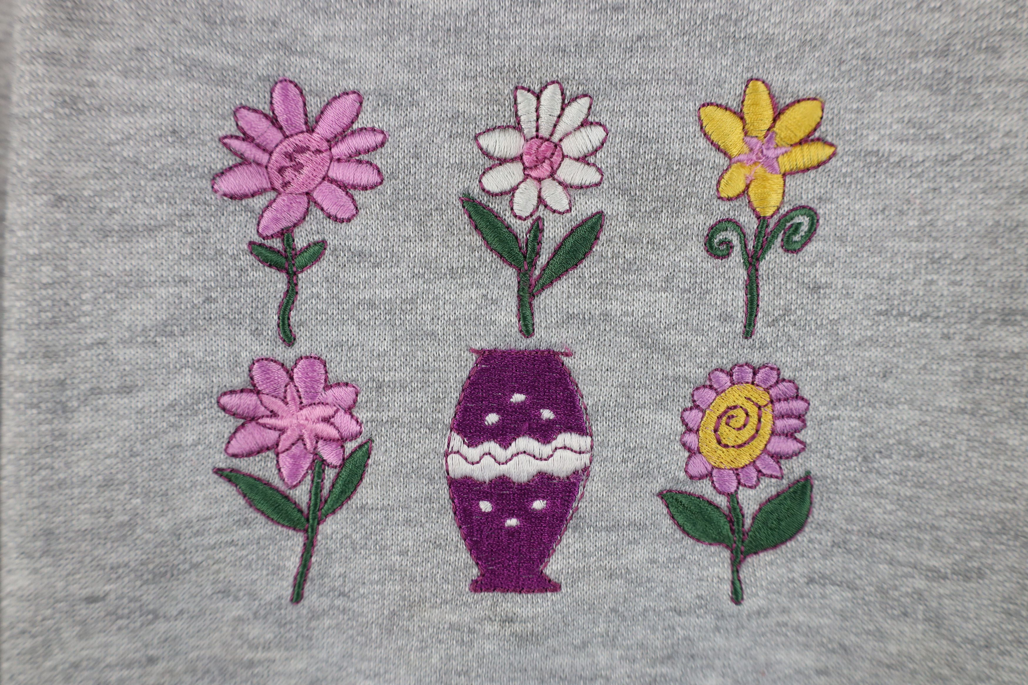 Vintage Vintage 90s Streetwear Flower Sweatshirt Heather Gray Size M / US 6-8 / IT 42-44 - 6 Thumbnail