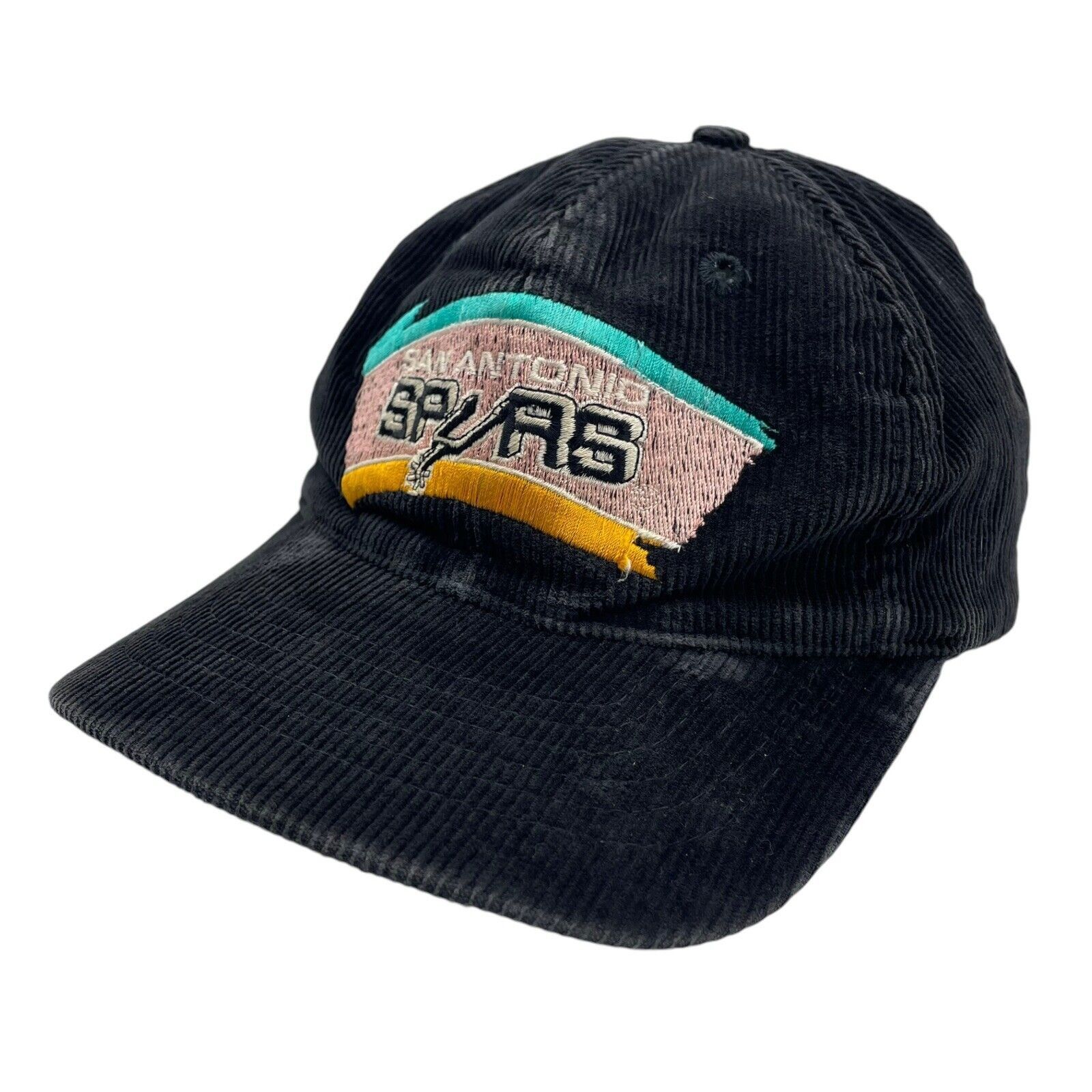 Twins Vtg San Antonio Spurs Corduroy Snapback Hat Cap Black Size ONE SIZE - 2 Thumbnail