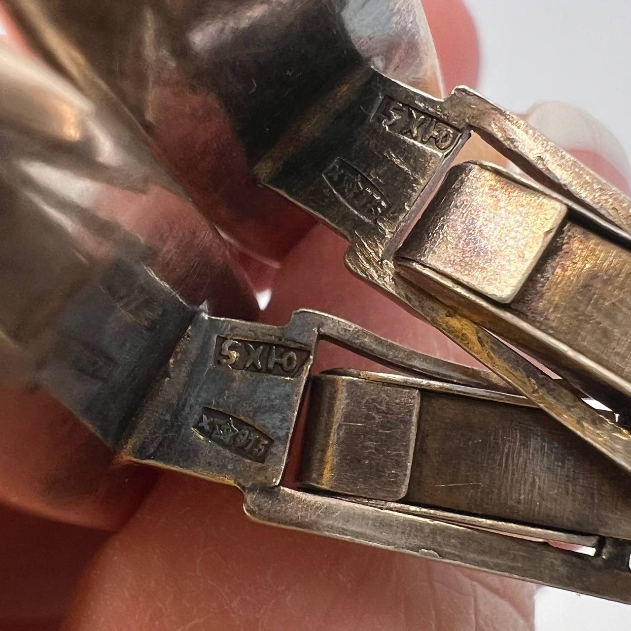 Vintage Huge Vintage USSR Gilt Silver 875 Jewelry Cufflinks Marked Size ONE SIZE - 6 Thumbnail